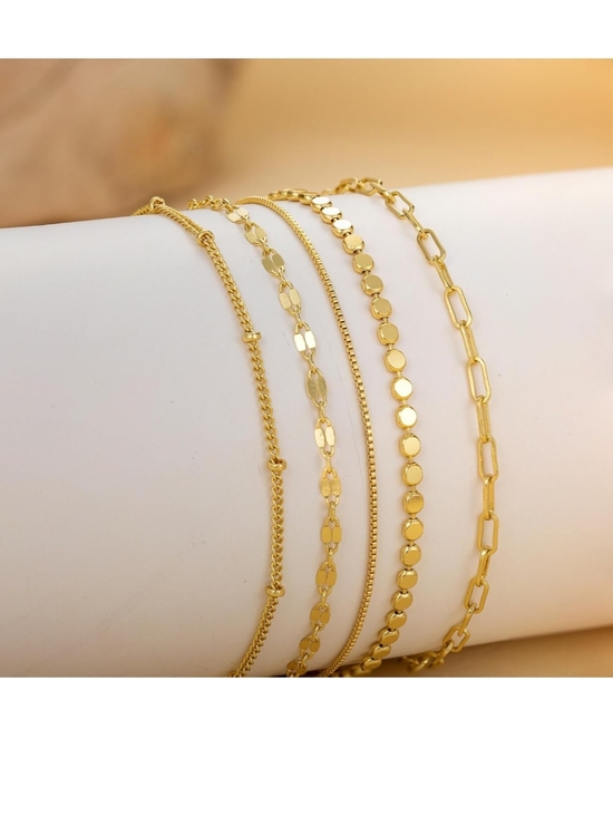 Jewelry - Gold Layered Bracelet Set for Women - Elegant Stacking Chains